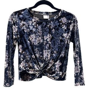 For All Seasons By Paper Crane Girls Black/Bronze Long Sleeve Velour Top M Youth